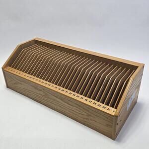 Vintage Wooden Desktop 31 Days, 32 Slot Bills Mail Organizer, CD’s, Games.